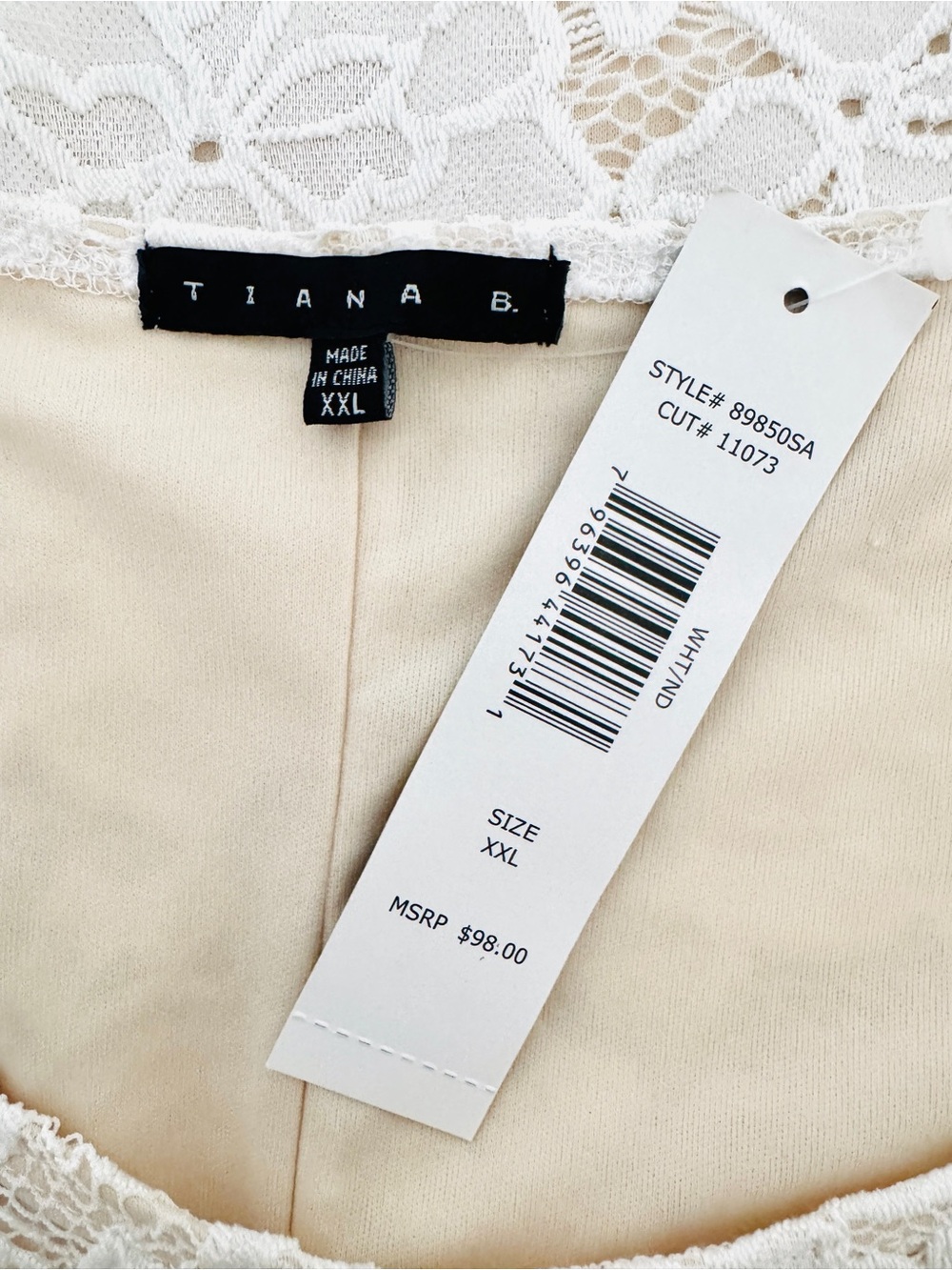 Tiana B Ivory Lace Overlay Dress, Size XXL - NWT - Picture 8 of 9